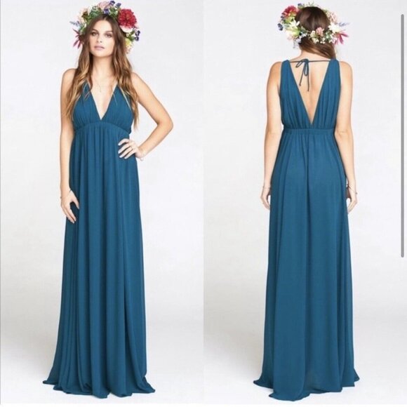 Show Me your Mumu Ava Maxi Dress Deep Jade Crisp - Picture 8 of 9